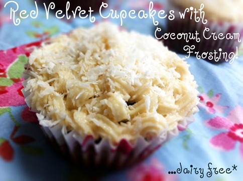 Red Velvet Cupcakes with Coconut Cream Frosting