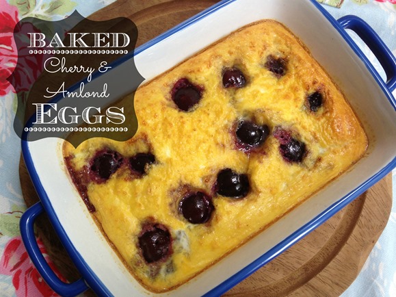Baked cherry and almond eggs