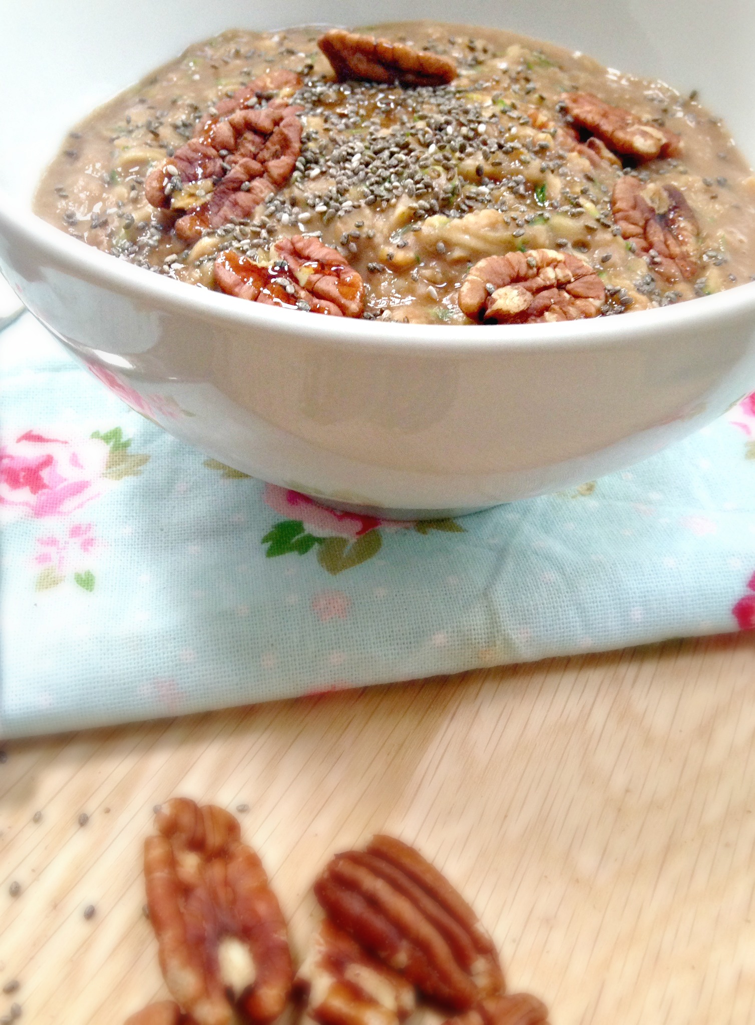Chocolate chia courgette bread porridge