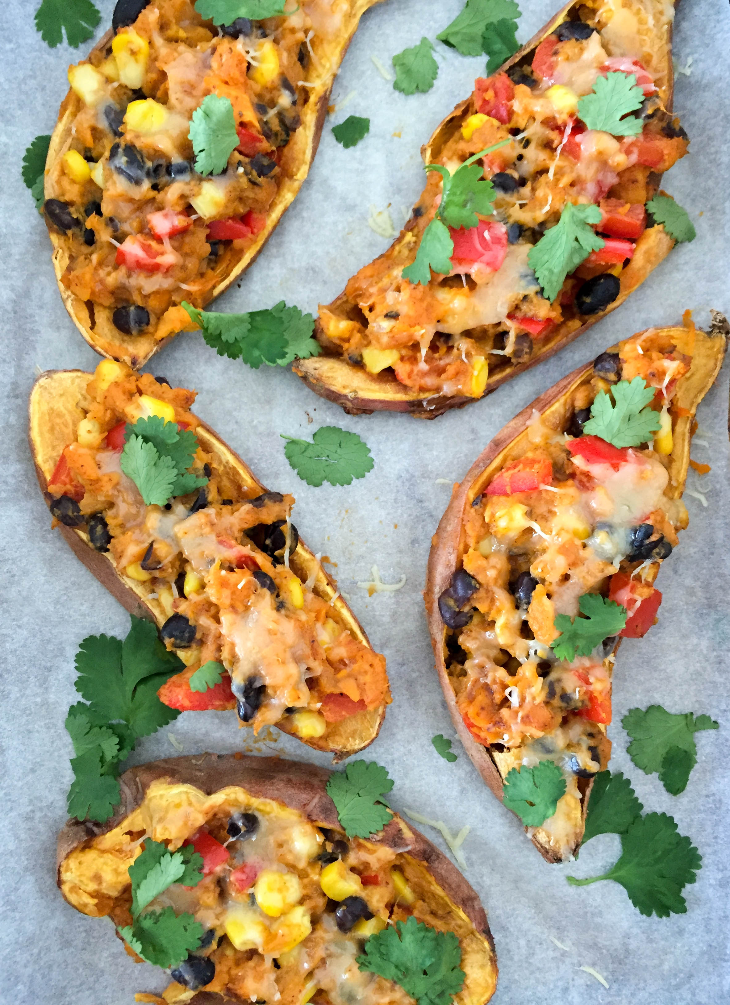 Fully Loaded Mexican Sweet Potato Skins*