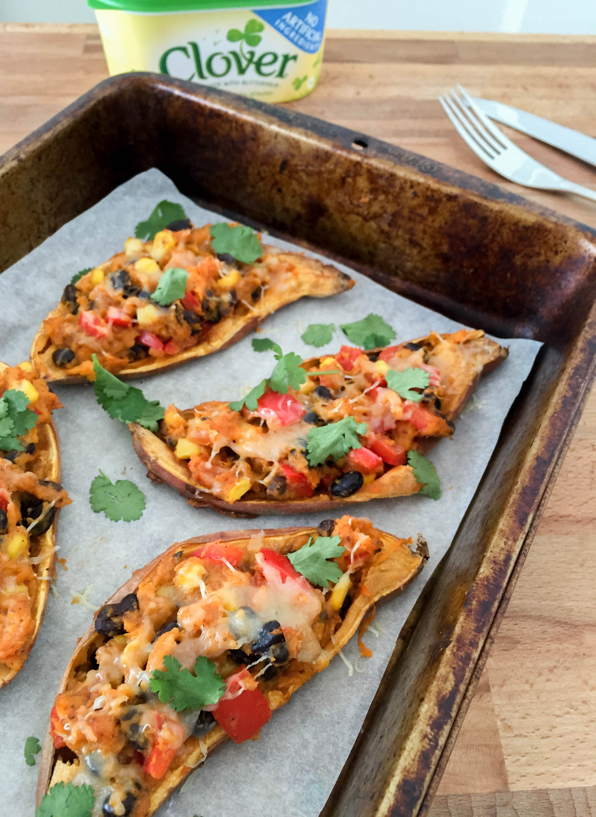 Fully Loaded Mexican Sweet Potato Skins