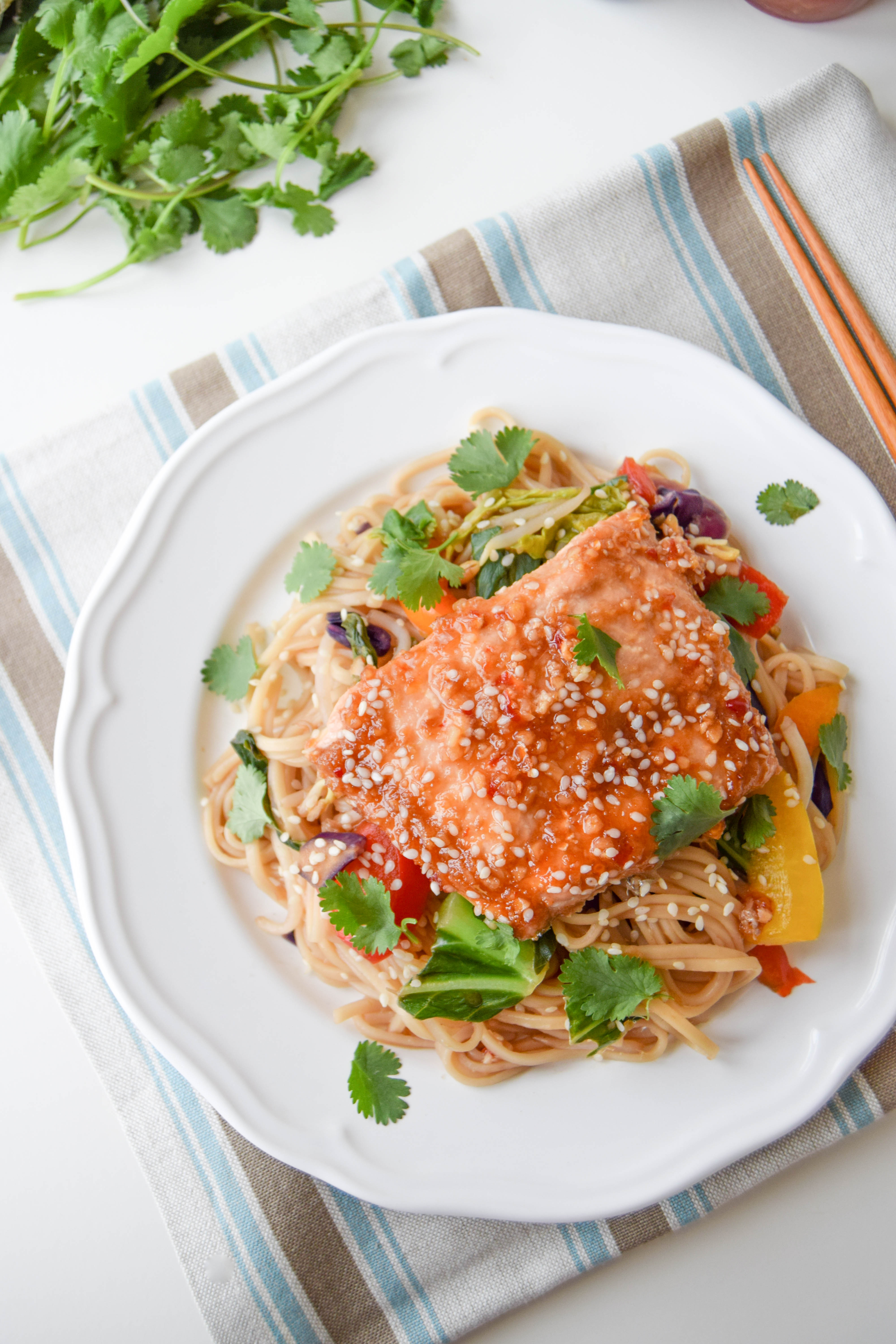 10 minute sweet chilli salmon stirfry 10