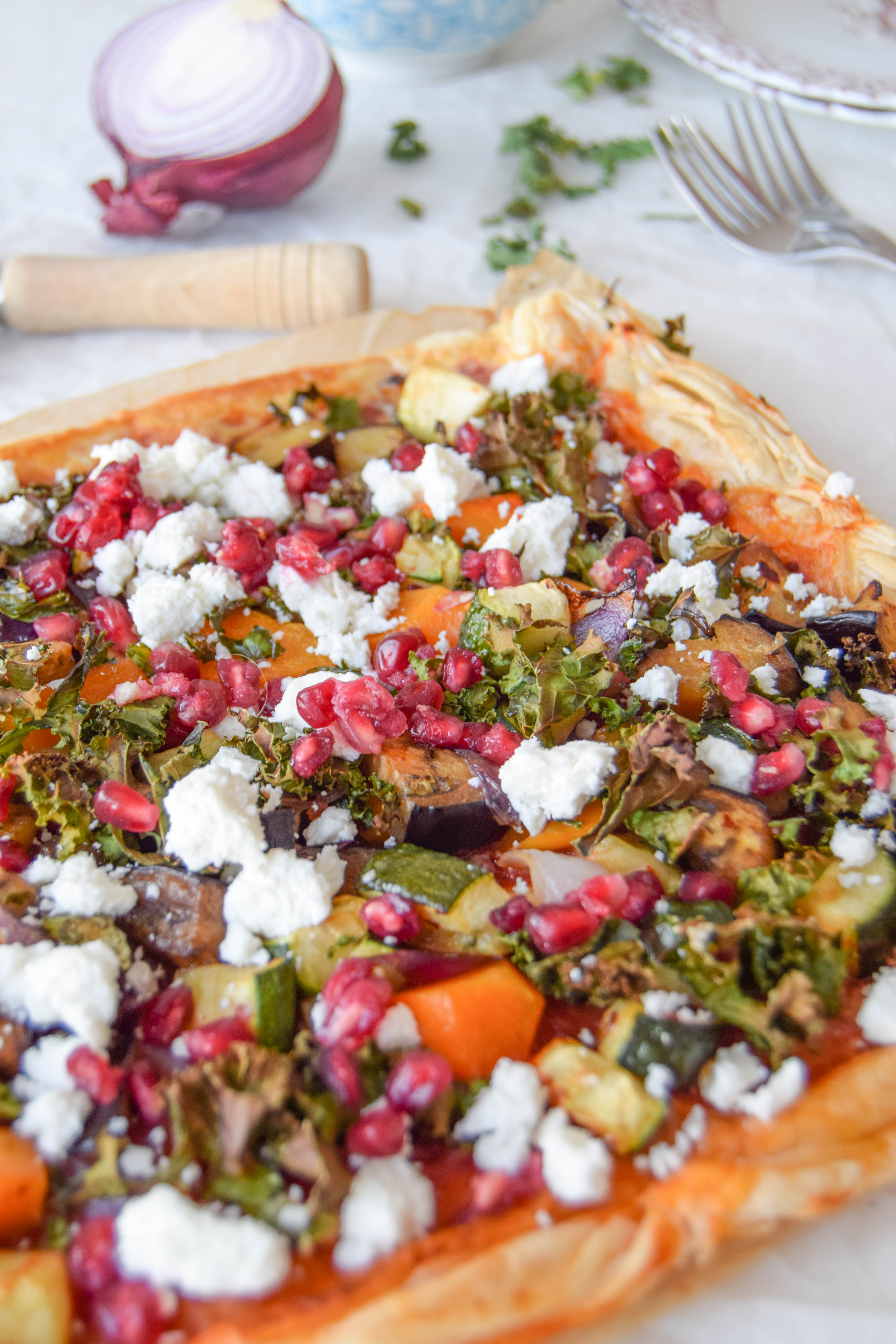 Harrissa Kale & Roasted Vegetable Tart 1