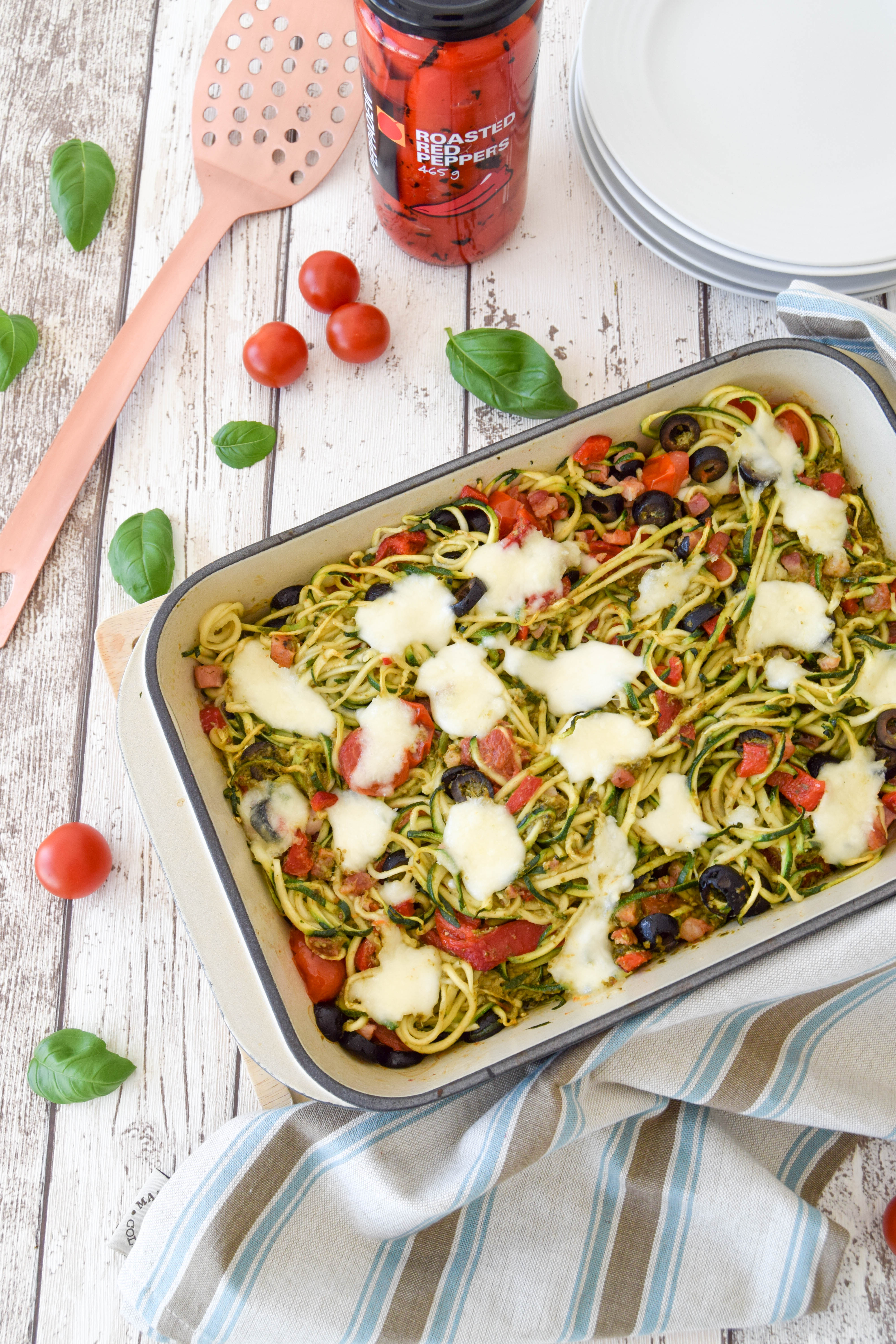Roasted Red Pepper & Tomato Courgetti Bake 7