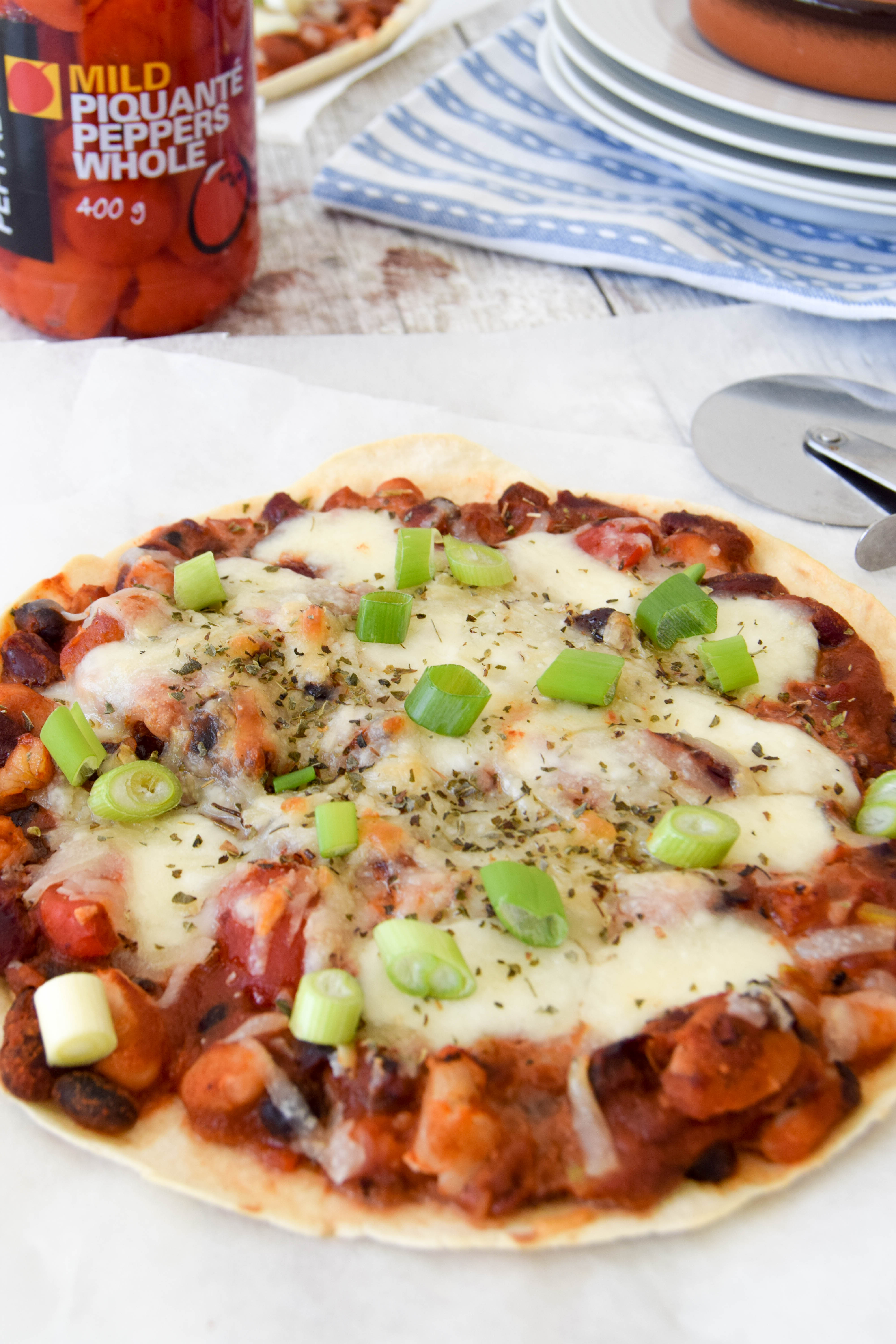 Three Bean Mexican Tortilla Pizza 6