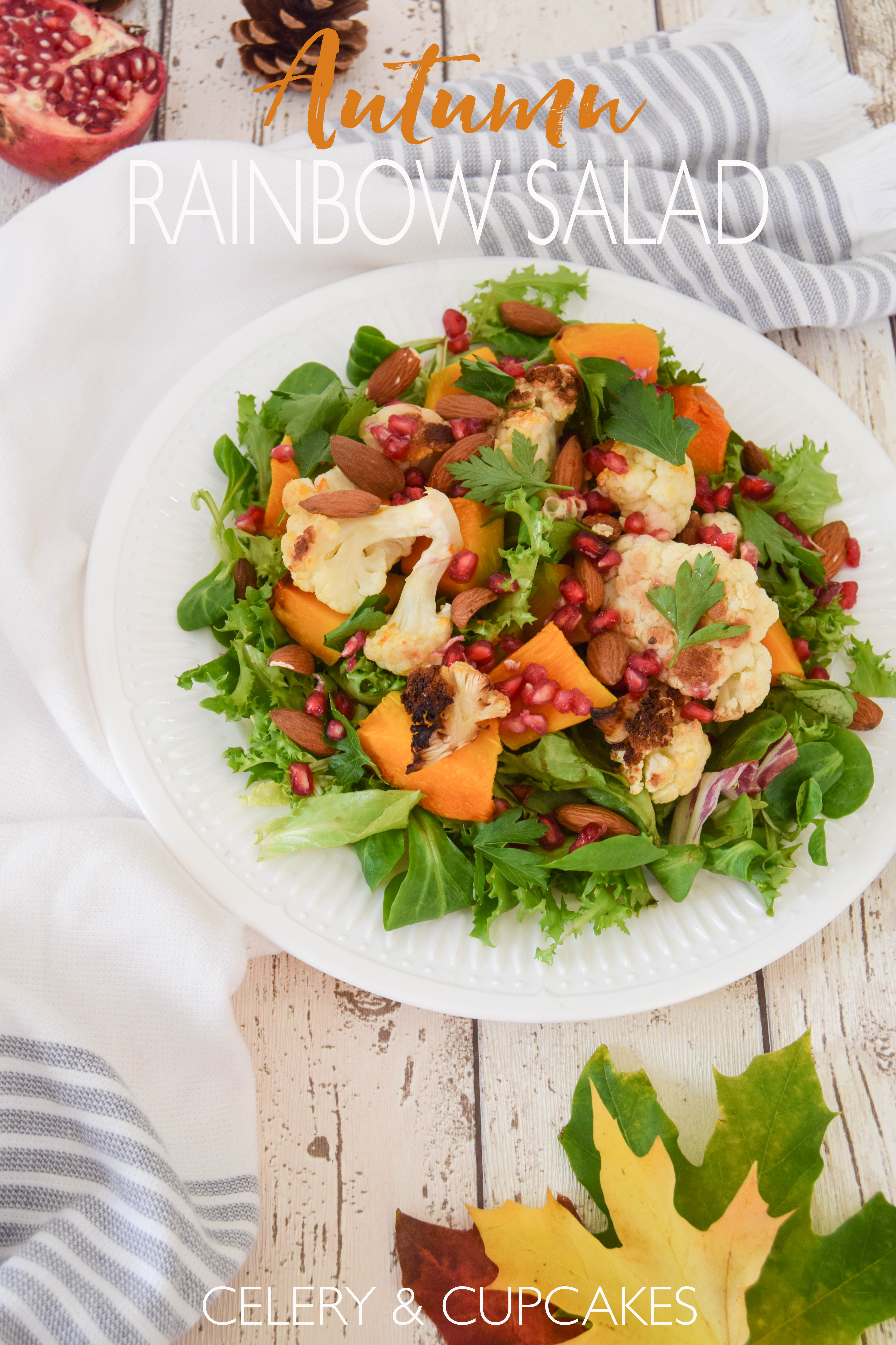 A satisfying and hearty celebration of autumn in salad form. A great one to store in the fridge for make ahead week day lunches.