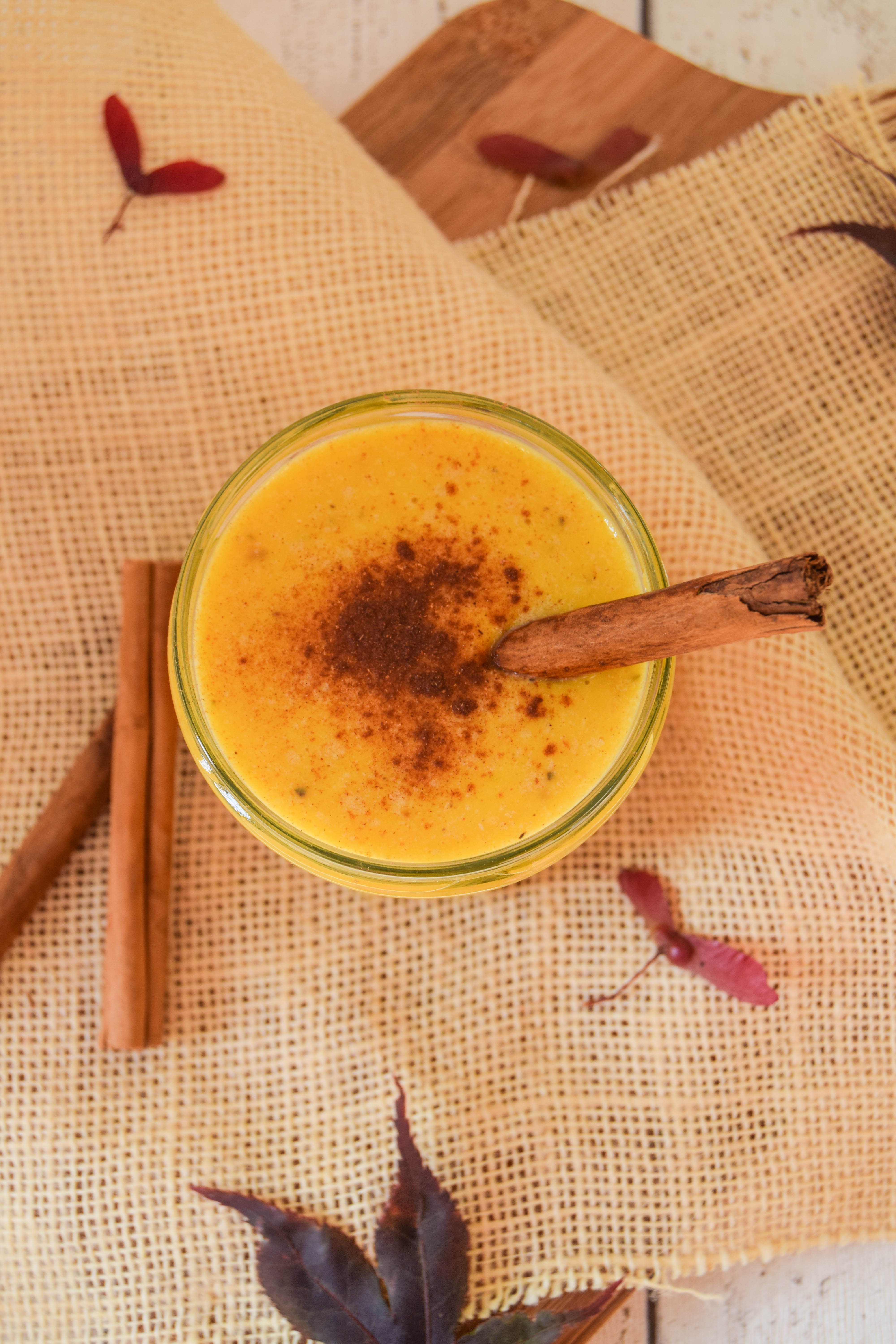 This pumpkin pie inspired smoothie full of cinnamon and nutmeg is perfect for autumn. This pumpkin pie inspired smoothie full of cinnamon and nutmeg is perfect for autumn.