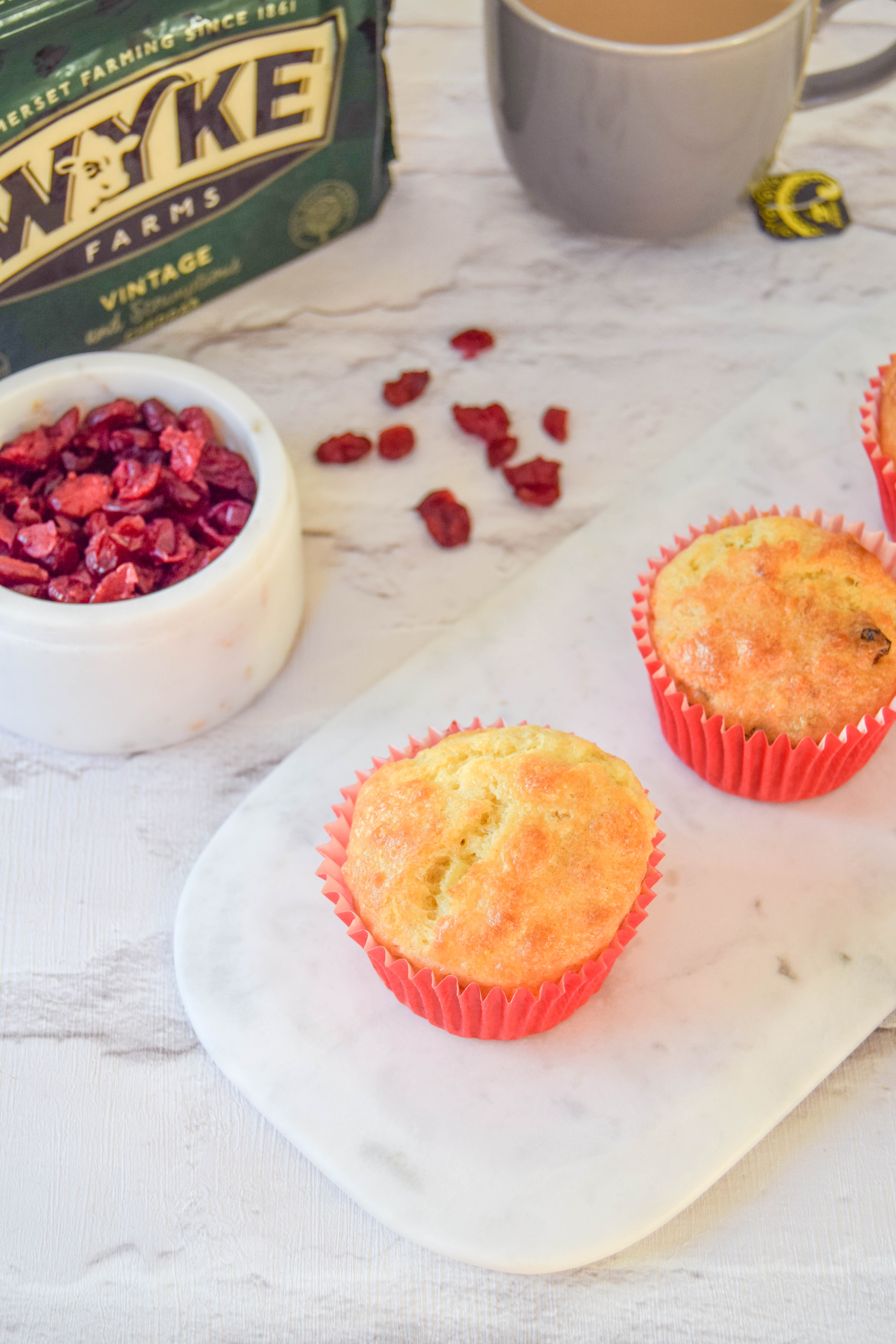 A classic cheese and fruit combination in muffin form