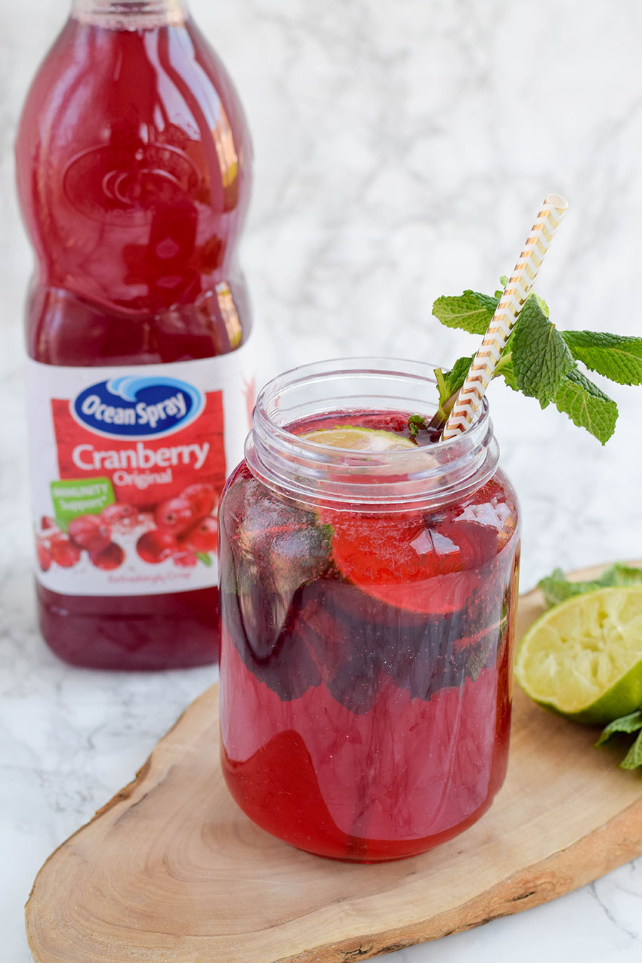 Cranberry Ginger Mojito is a twist on a classic!&nbsp; Sour cranberry juice is spiked with ginger beer and traditional mojito ingredients to produce a refreshing mocktail that would be perfect to serve at a BBQ, picnic or garden party.&nbsp;