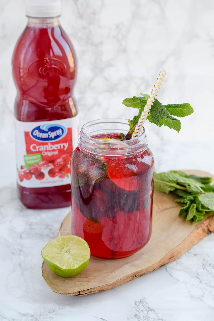 Cranberry Ginger Mojito is a twist on a classic!&nbsp; Sour cranberry juice is spiked with ginger beer and traditional mojito ingredients to produce a refreshing mocktail that would be perfect to serve at a BBQ, picnic or garden party.&nbsp;