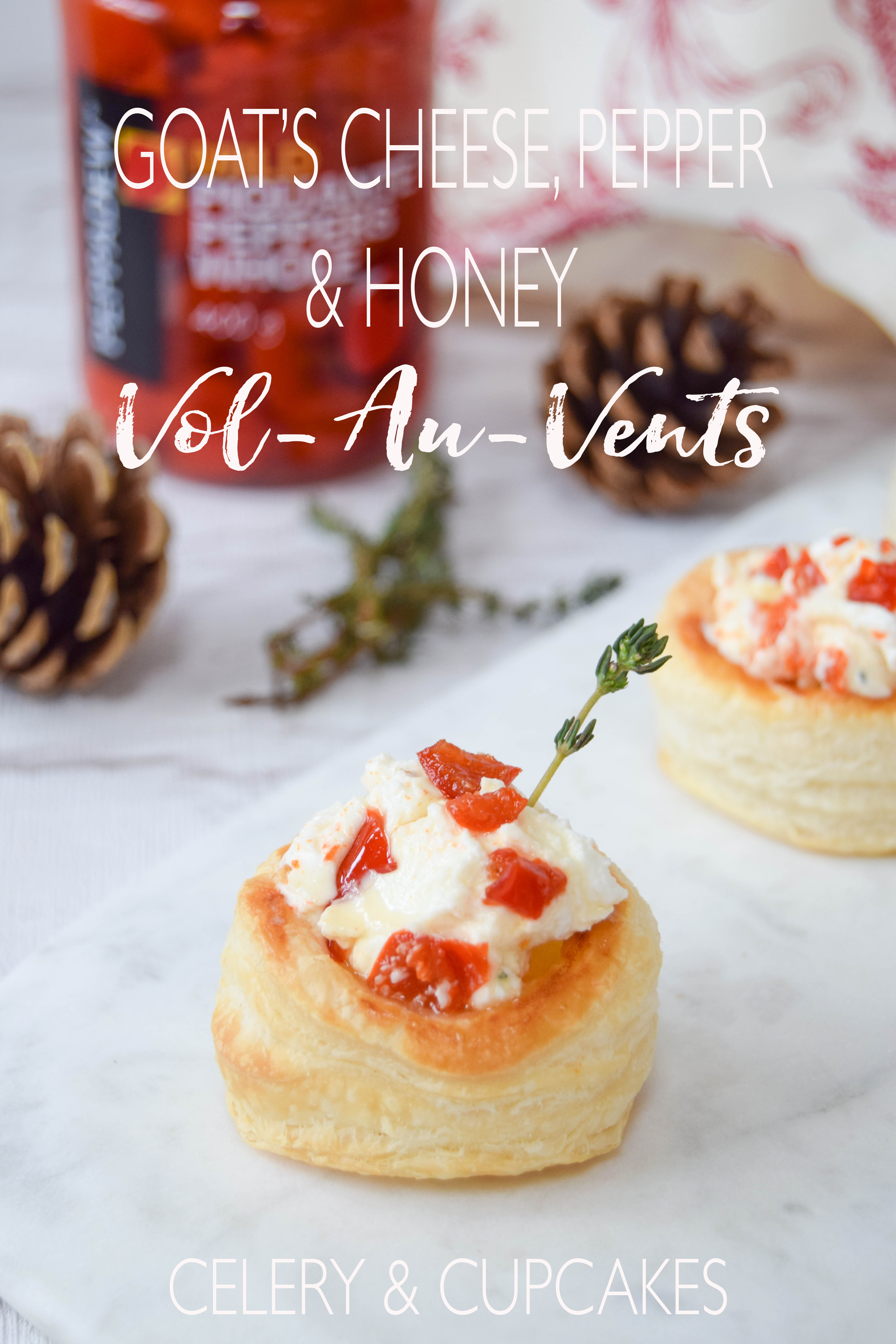 Perfect as canapes or a party, these vol-au-vents that are filled with creamy goat’s cheese, piquante peppers, honey and thyme are effortless to make.