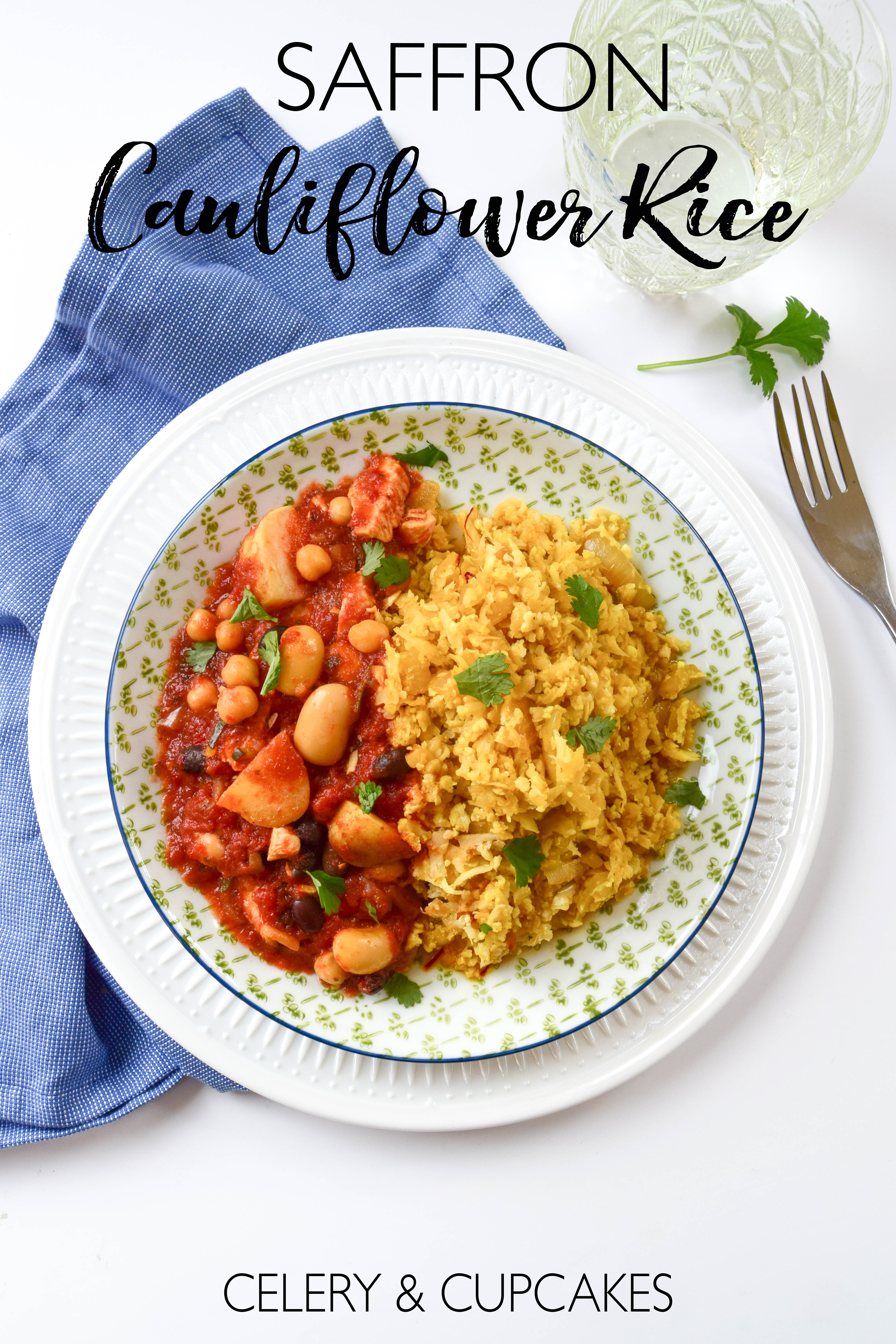 A low carb alternative to serve with your curries or stews with a golden hue from the saffron.