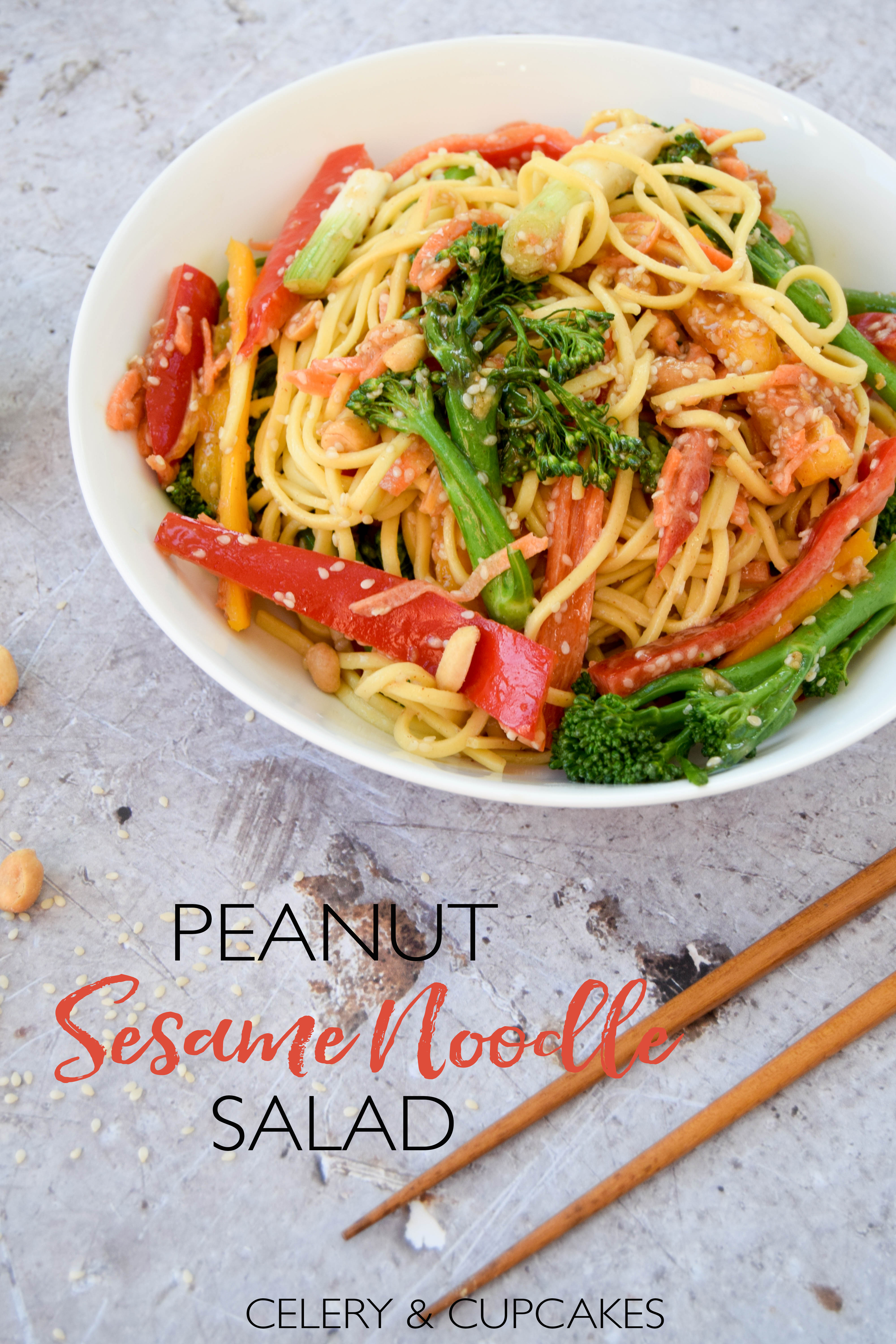 A satisfying and nourishing noodle salad idea dressed with a creamy peanut butter and sesame sauce - it's full of flavour and super speedy to make too! A satisfying and nourishing noodle salad idea dressed with a creamy peanut butter and sesame sauce - it's full of flavour and super speedy to make too!