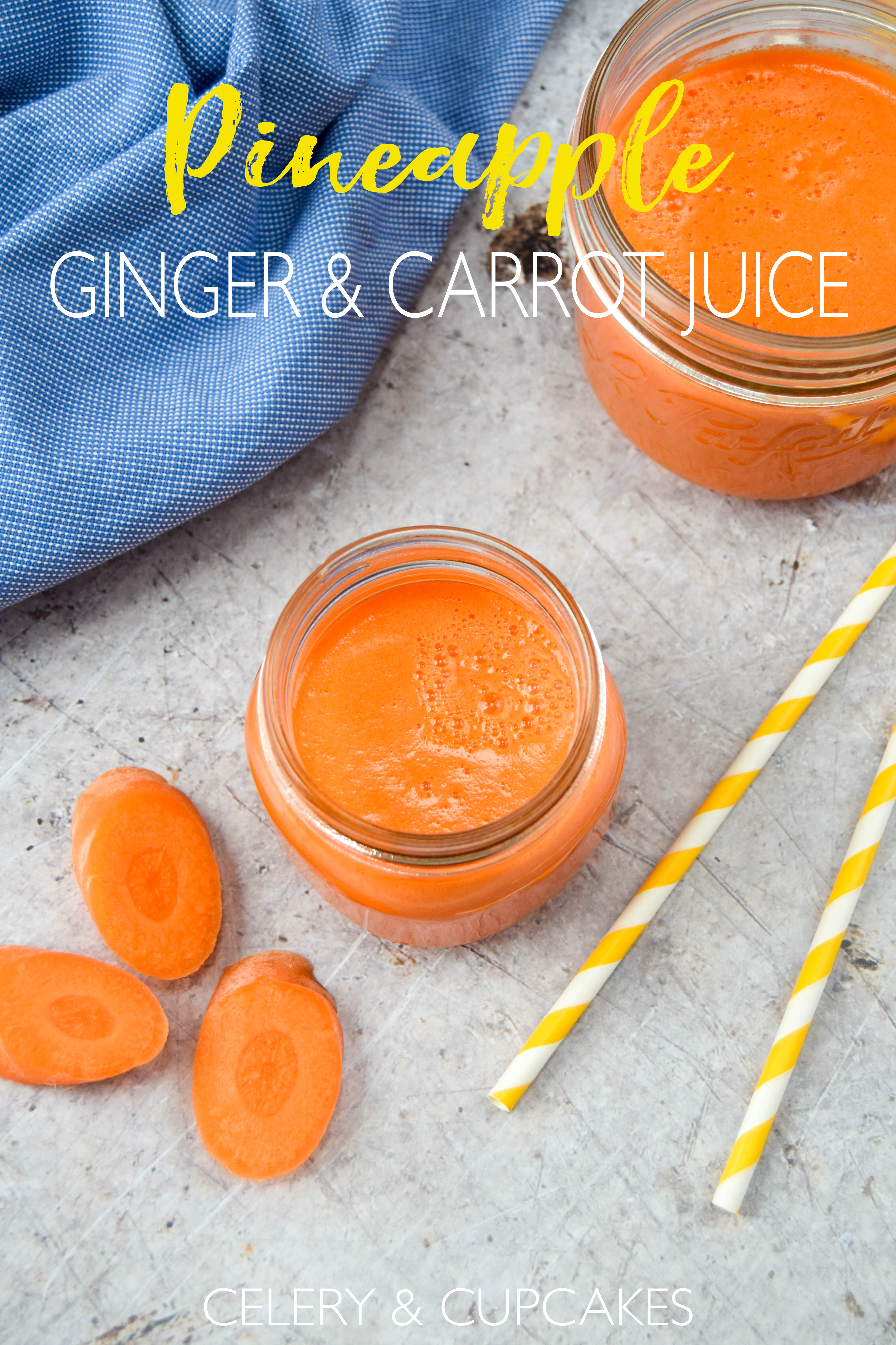 Pineapple, Ginger & Carrot Juice - a refreshing and zingy juice recipe that makes a perfect healthy afternoon pick me up!