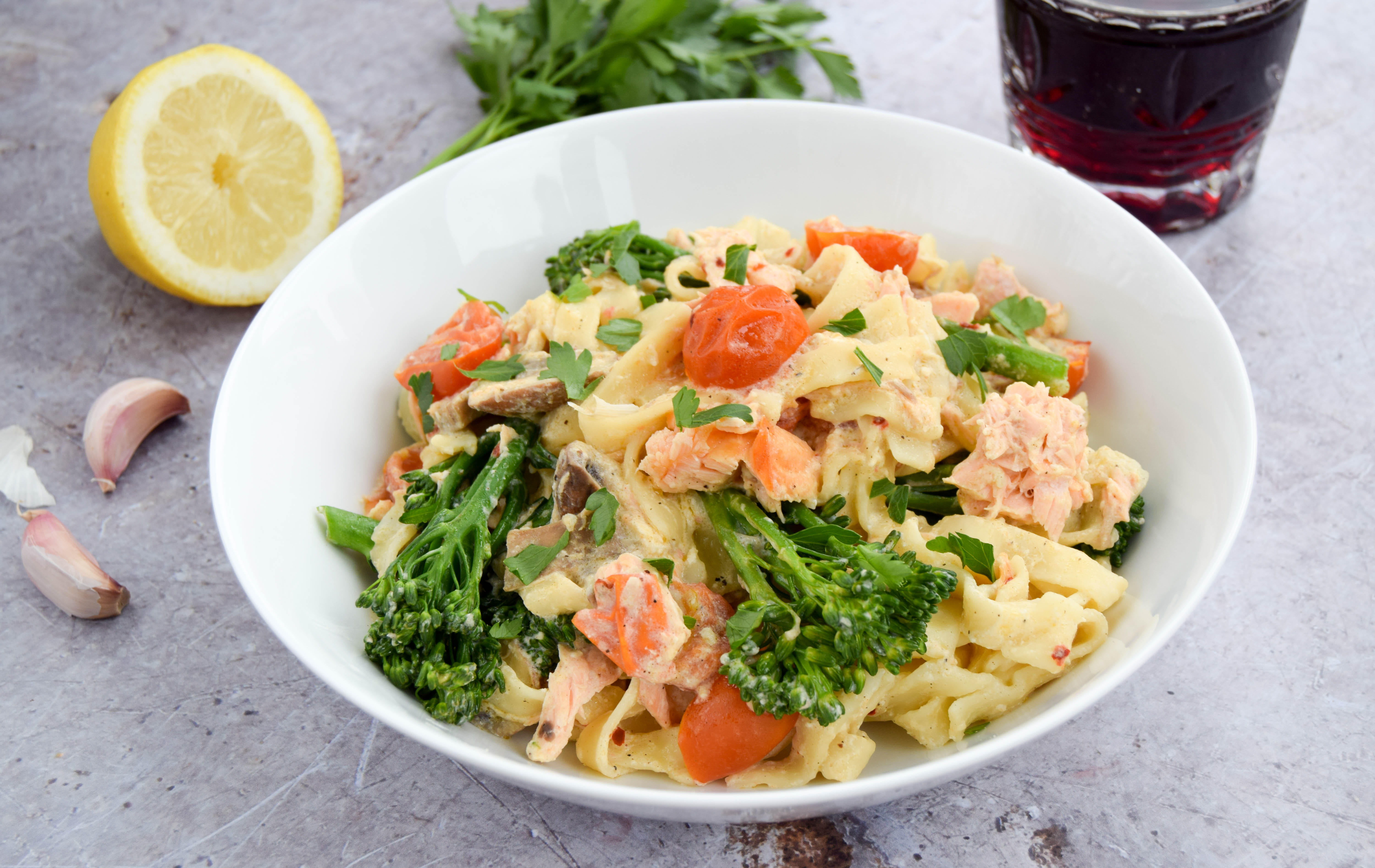 Creamy Salmon Broccoli Pasta