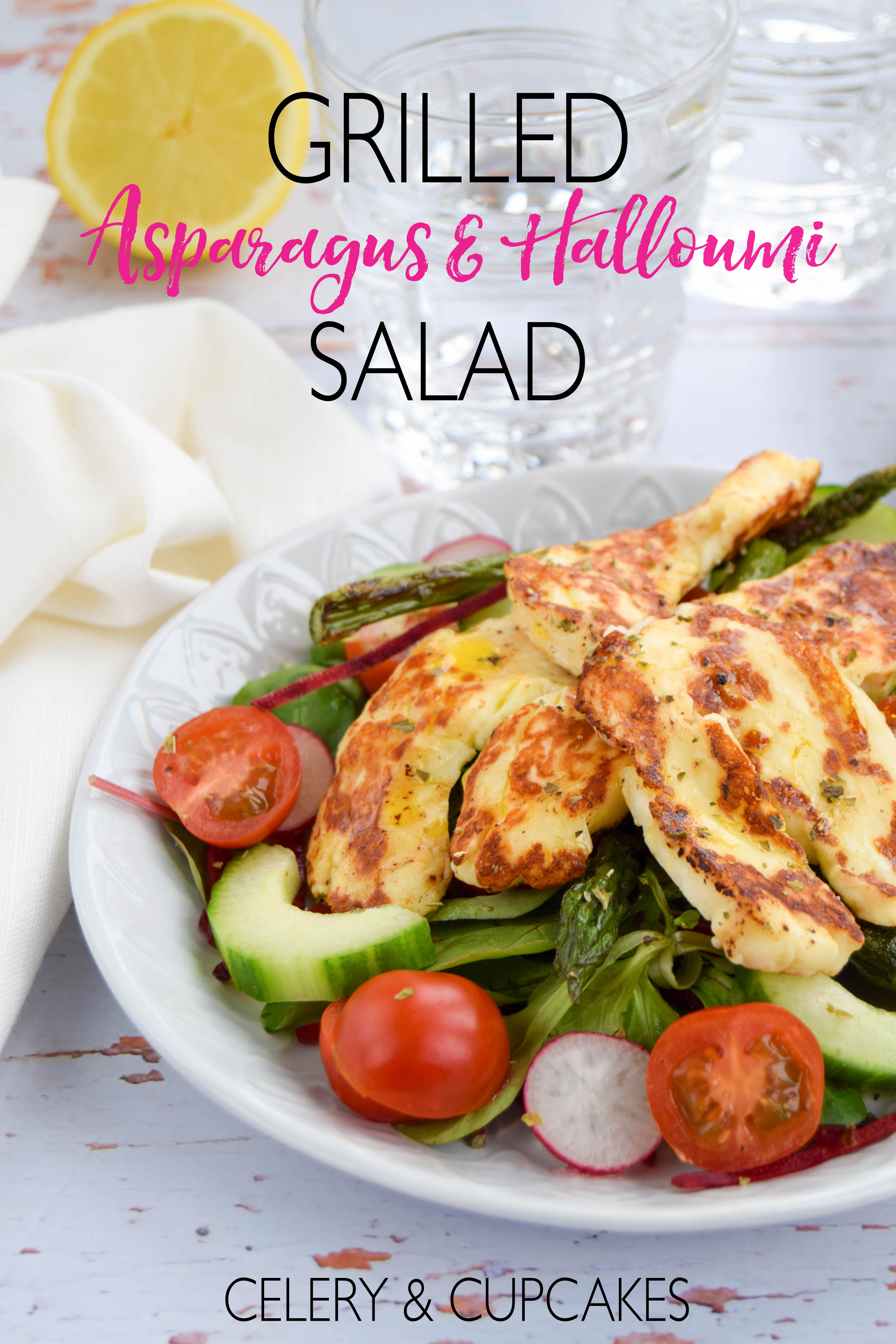 Seasonal British asparagus teamed up with salty halloumi cheese to create a vibrant and fresh summery salad. 