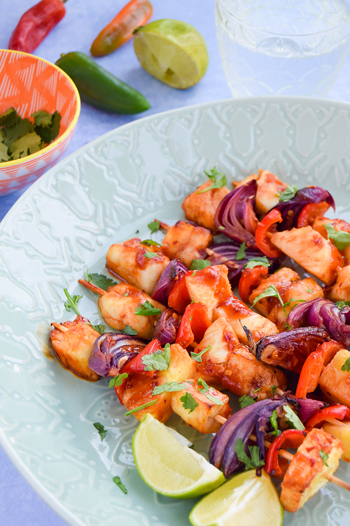 Trying to eat less meat or looking for something different to serve to vegetarian guests at your dinner parties? &nbsp;Incredibly versatile, great on the BBQ or cooked in the griddle pan, these sweet and sour halloumi skewers are packed full of flavour that even the carnivores obsessed in your life wouldn't miss the meat. &nbsp;