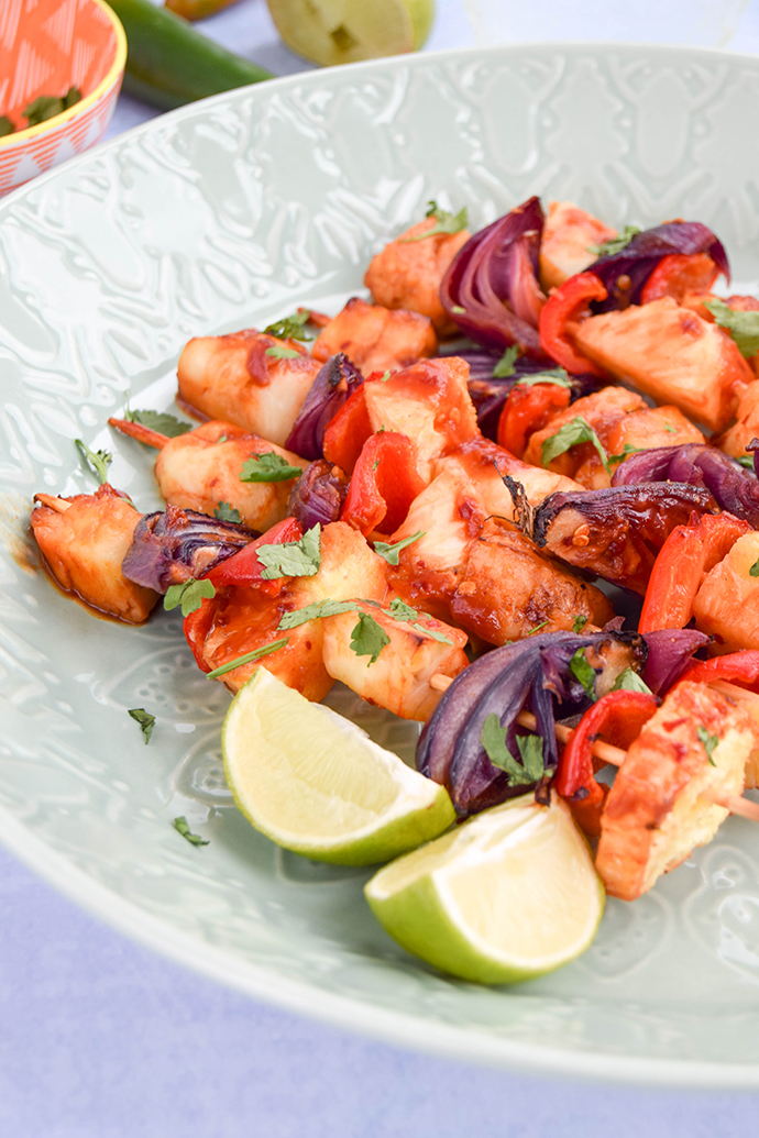 Trying to eat less meat or looking for something different to serve to vegetarian guests at your dinner parties? &nbsp;Incredibly versatile, great on the BBQ or cooked in the griddle pan, these sweet and sour halloumi skewers are packed full of flavour that even the carnivores obsessed in your life wouldn't miss the meat. &nbsp;