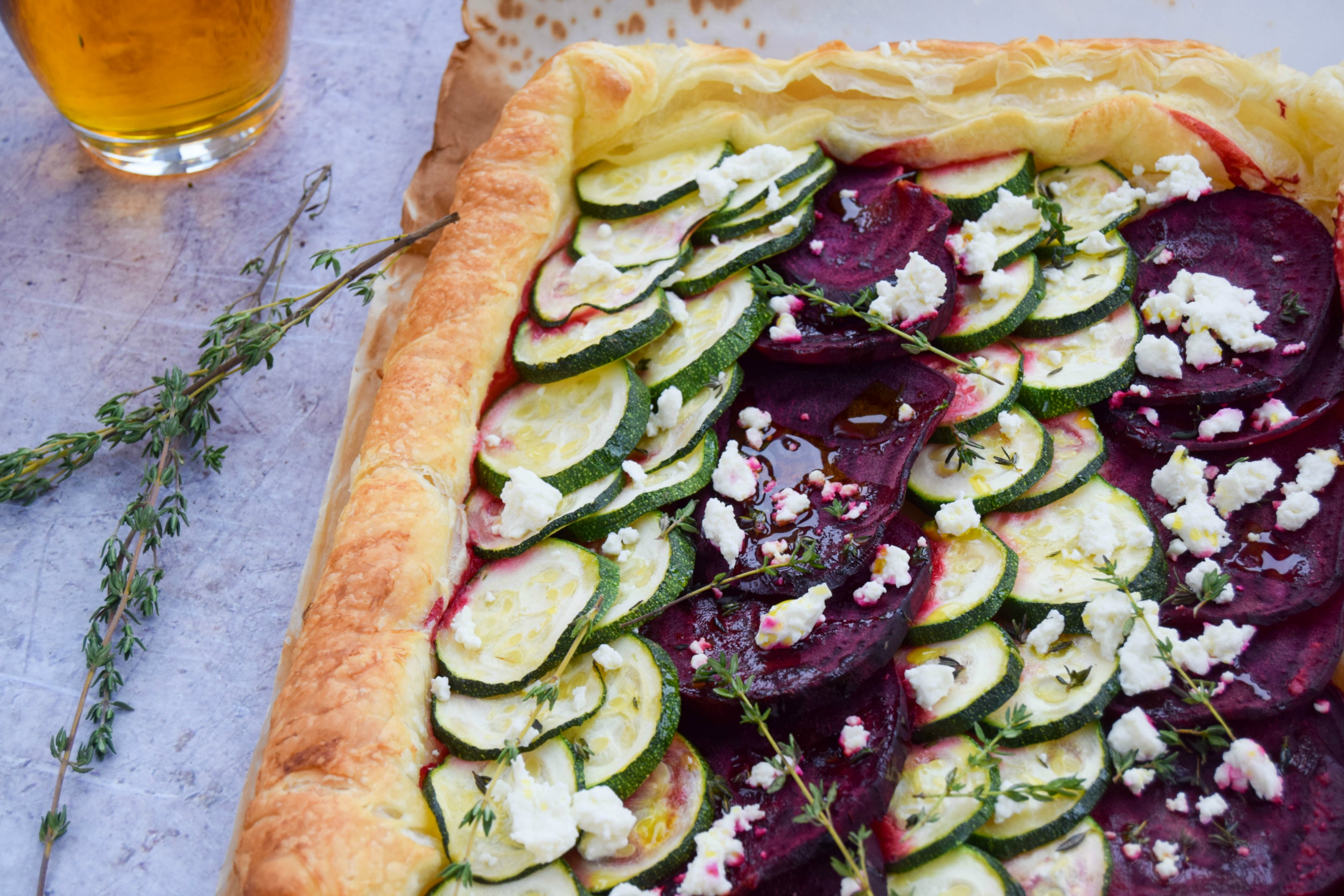 Organic Beetroot, Courgette & Feta Tart