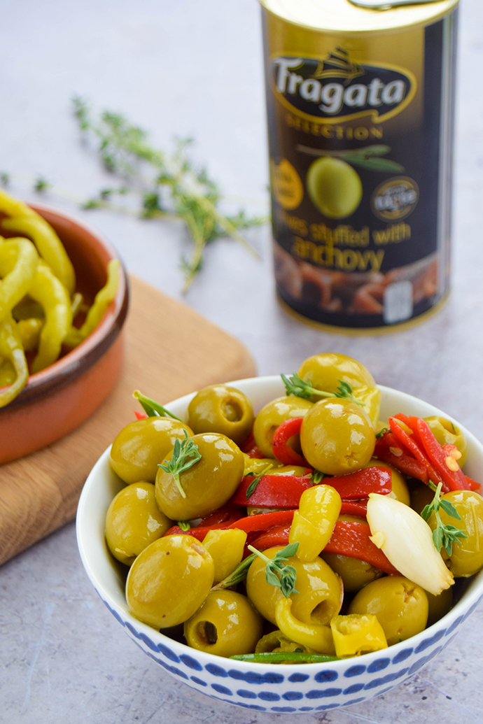 An easy party food idea or something for your cheese board? These anchovy stuffed olives are bursting with flavour and spicy heat.