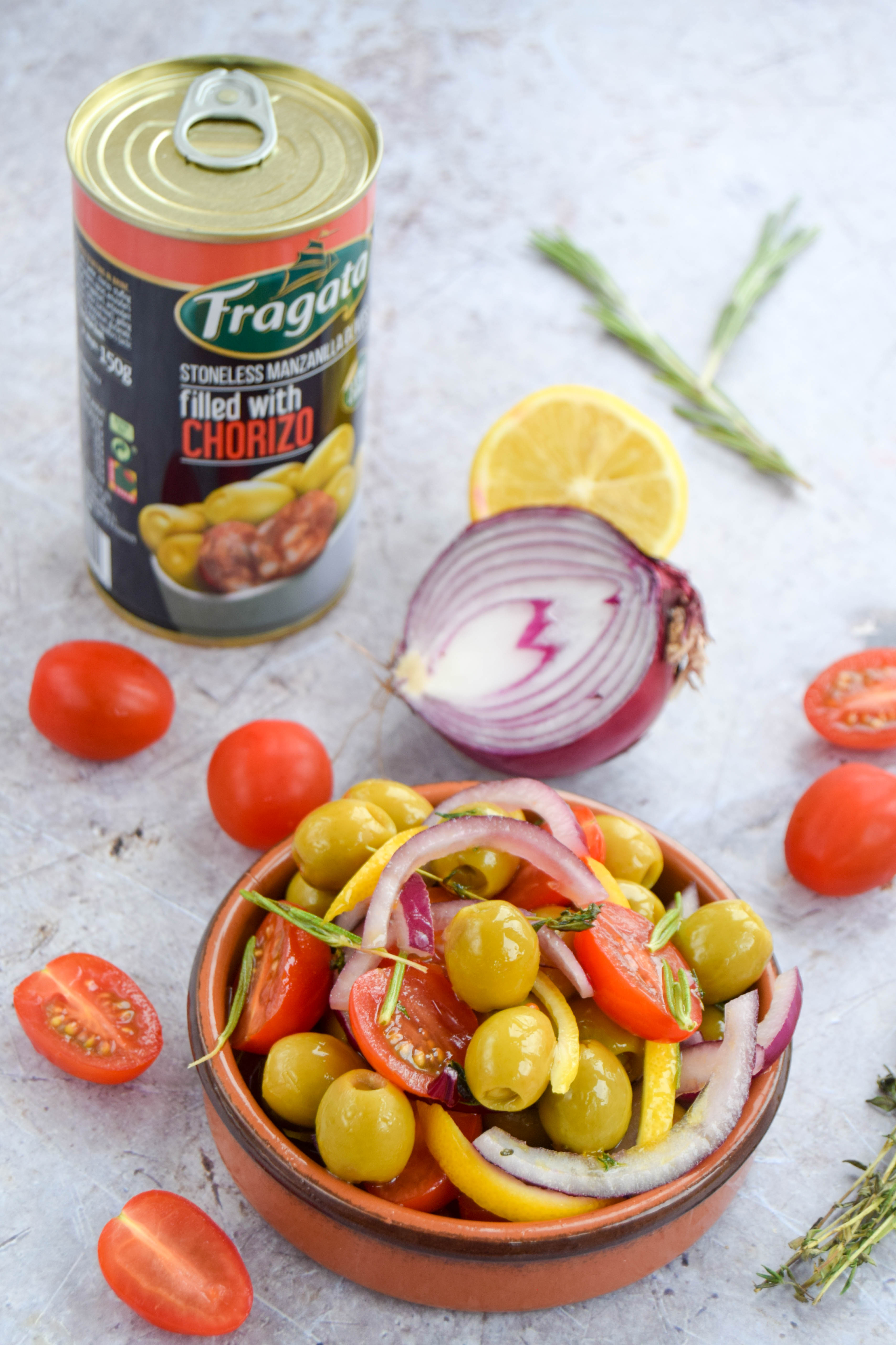 Fire up any of your upcoming parties with these juicy&nbsp;manzanilla&nbsp;olives stuffed with chorizo and marinated with sweet tomatoes, red onion and herbs.