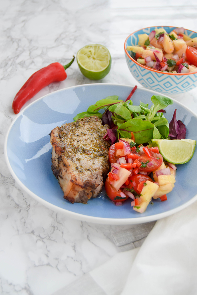 Jerk Pork With Pineapple Chilli Salsa