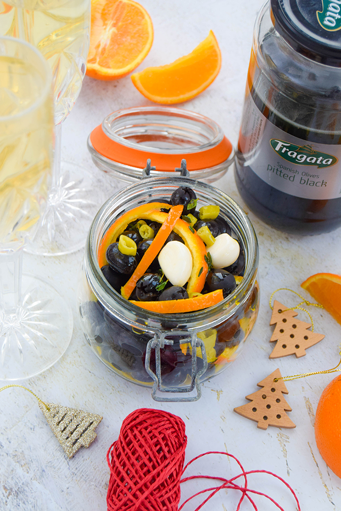 These marinated olives with chilli, thyme, and orange are a perfect savoury option to serve up to any guests that may pop by over the festive season.