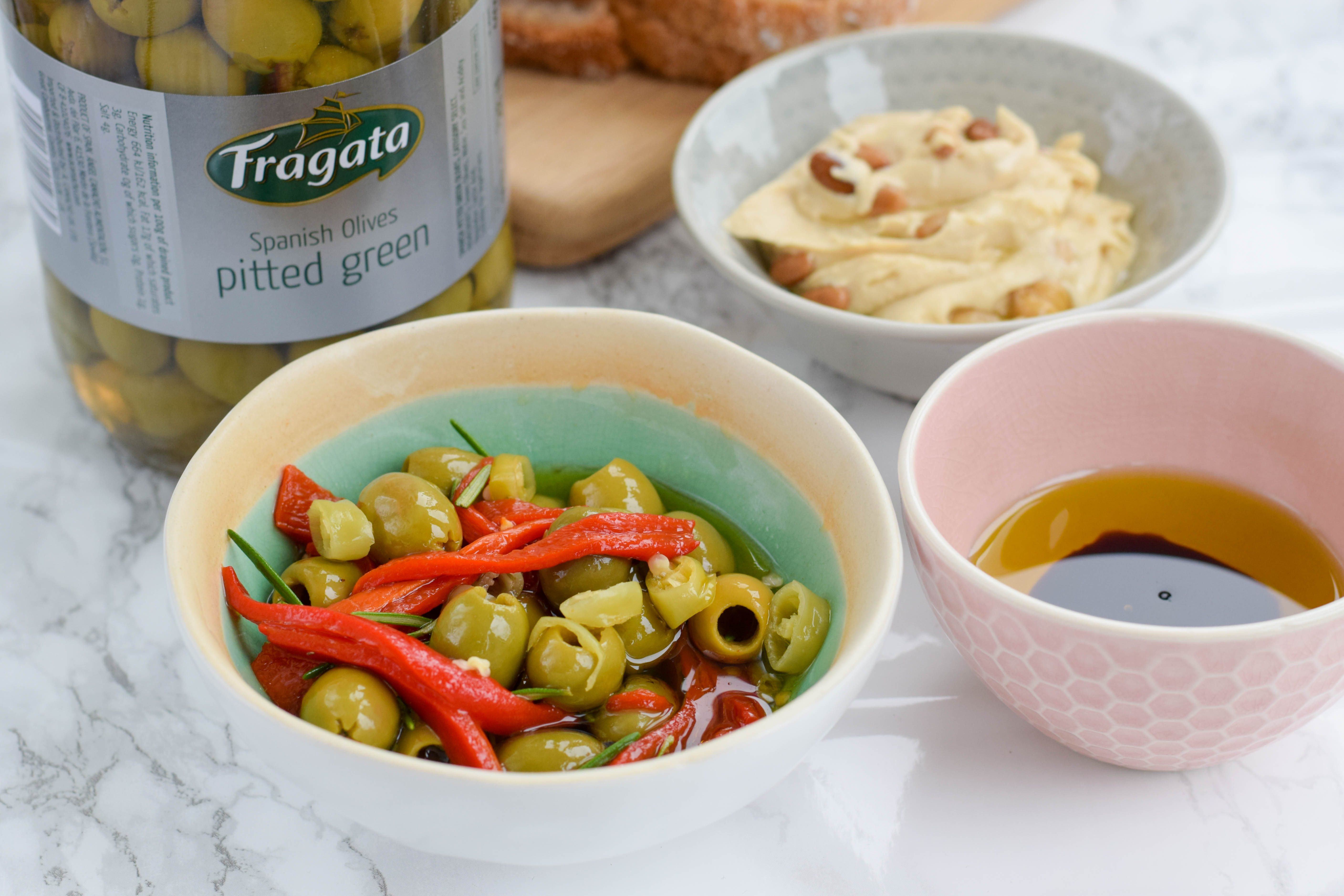 Pitted Olives With Rosemary & Mixed Peppers