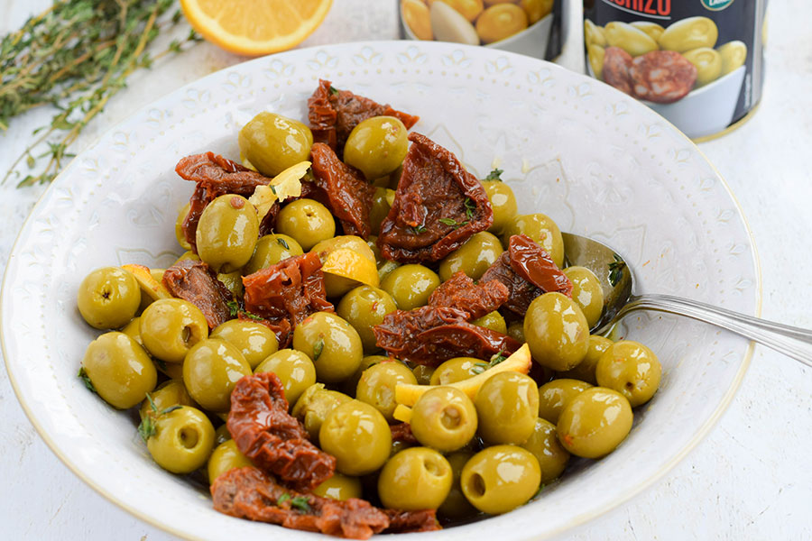 Chorizo & Garlic Marinated Olives