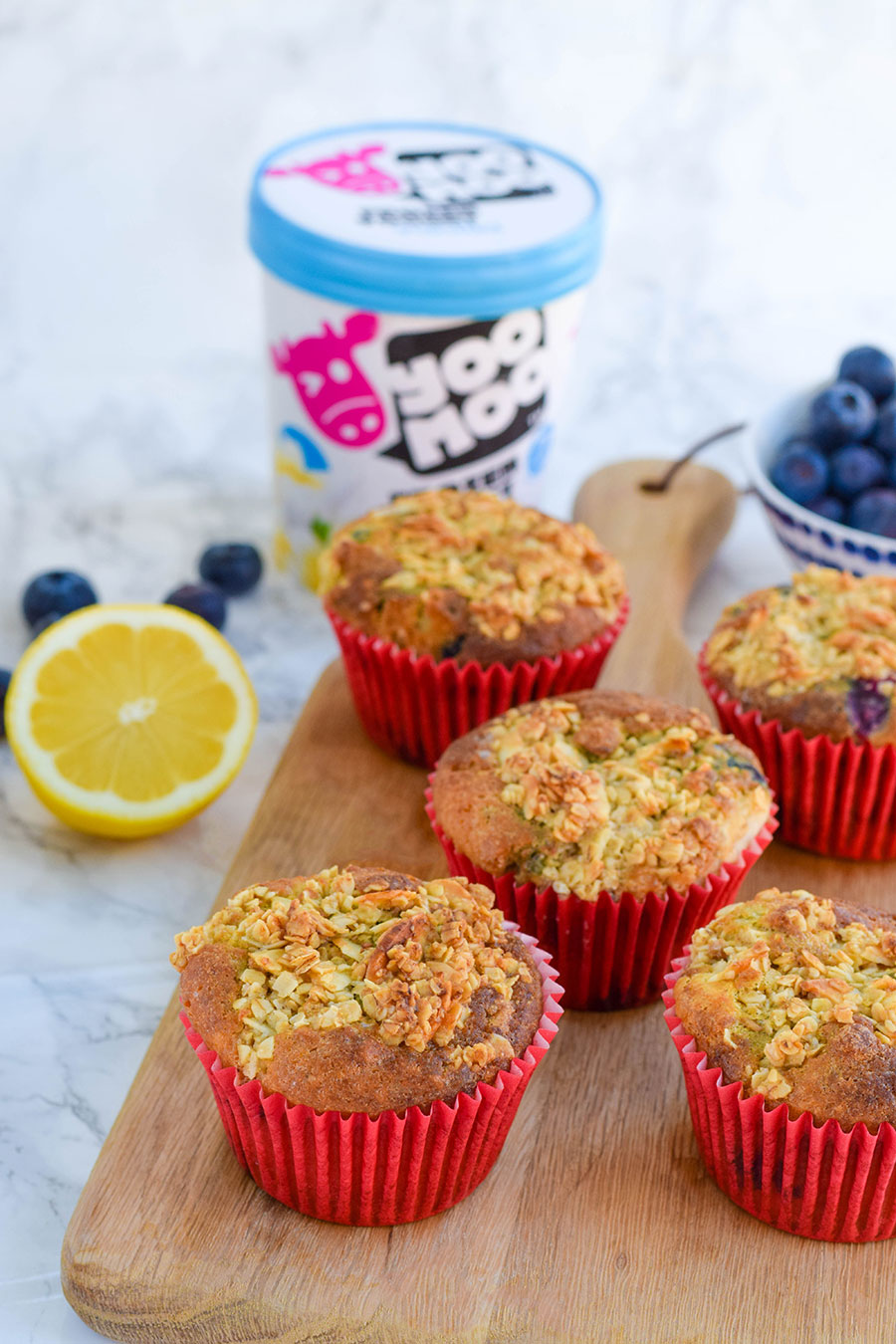 Blueberry & Lemon Yoghurt Streusel Muffins are light and fluffy in texture, full of fresh summery flavours with a crumbly oat and almond streusel topping. They're perfect to take on a picnic or as an afternoon treat to share with friends and family with tea or coffee.