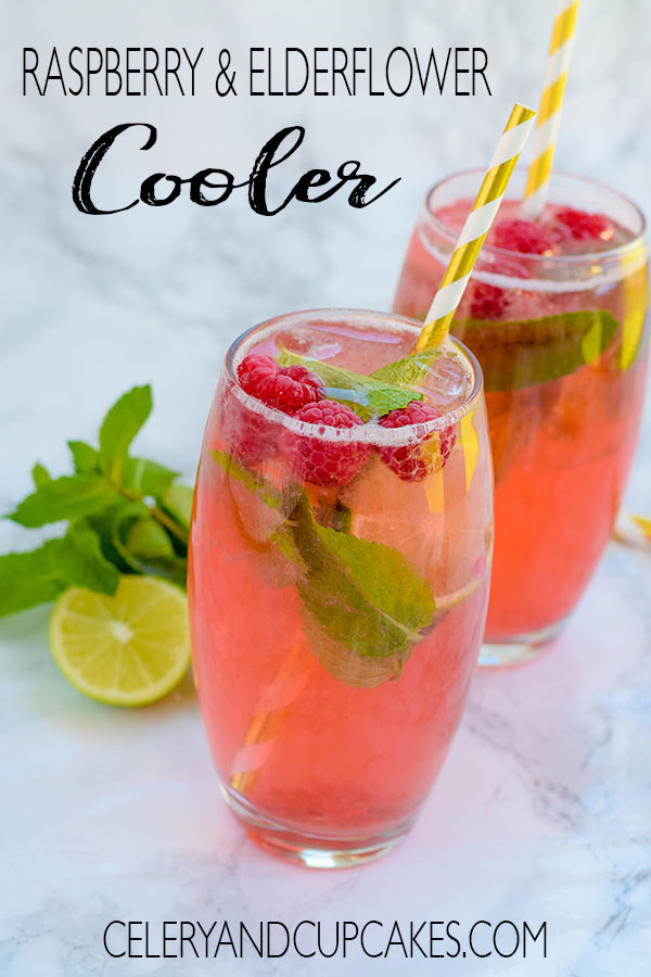 Raspberry & Elderflower Cooler, a refreshing summer mocktail combining seasonal favourites to help you cool down in the heat. This fresh and zingy drink is a lovely non-alcoholic alternative to serve to friends and family who aren't drinking - it looks like you've made lots of effort without even breaking a sweat.