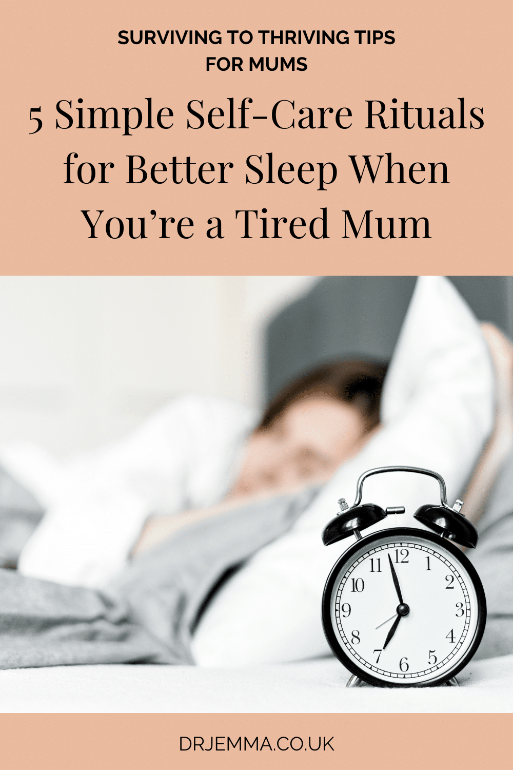Feminine Digital Marketing Pinterest Pin (23) Struggling to get a good night’s sleep as a busy mum? These 5 simple bedtime rituals can help you unwind, calm your mind, and sleep more deeply — even with little ones waking in the night. From switching off your phone to gentle bedtime yoga and relaxing evening routines, these tips are easy to fit into your day and make a real difference to your sleep quality.</p>
<p>Discover practical, mum-friendly ways to finally feel rested, restore your energy, and reclaim calm evenings.</p>
<p>Read the full blog for all 5 rituals ➡️ https://drjemma.co.uk/sleep/